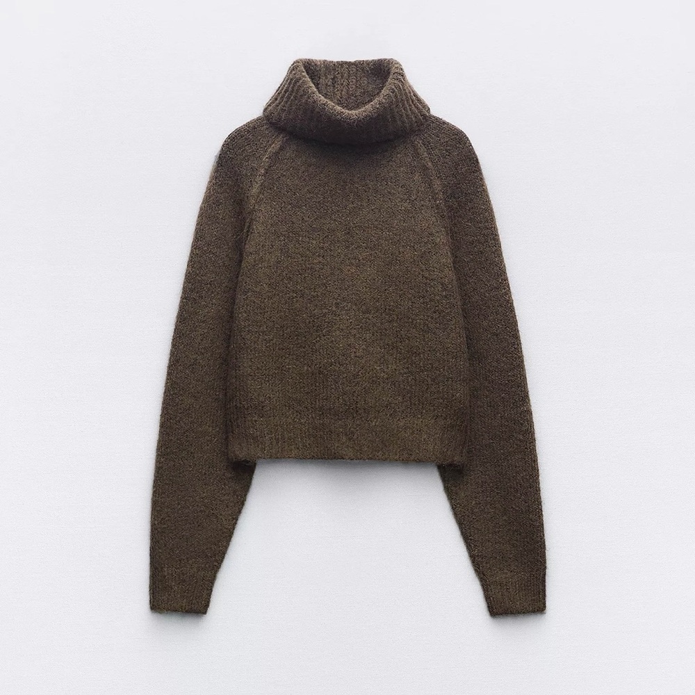 Zara Cozy Brown Turtleneck Sweater
